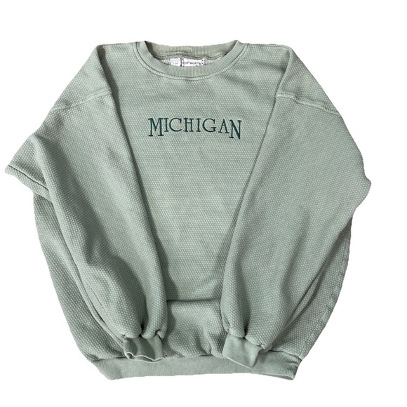 Up North Other - Vintage Embroidered Sweatshirt Michigan Waffle Pattern Made In USA Size XL